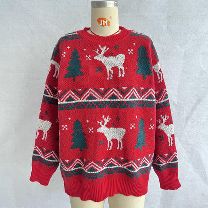 Christmas Sweater Women's Christmas Tree Jacquard Pullover Knitted Sweater