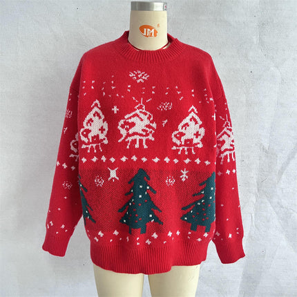 Christmas Sweater Women's Christmas Tree Jacquard Pullover Knitted Sweater