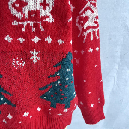 Christmas Sweater Women's Christmas Tree Jacquard Pullover Knitted Sweater
