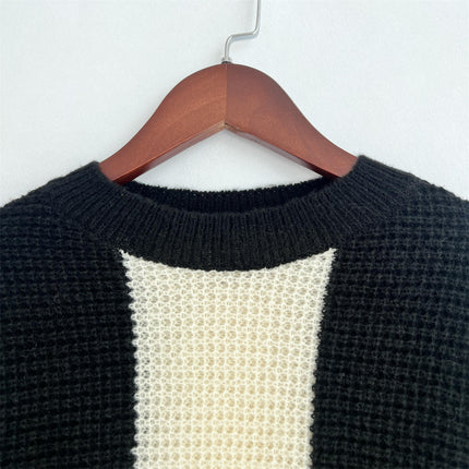 Women's Contrast Striped Sweater Autumn and Winter Casual Loose Pullover Sweater