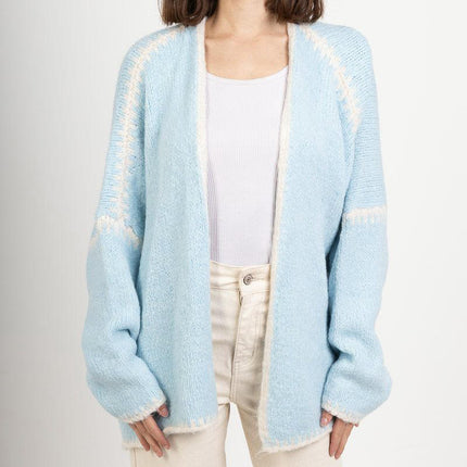 Women's Winter V-neck Knitted Cardigan Loose College Style Sweater Jacket