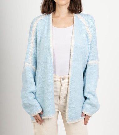 Women's Winter V-neck Knitted Cardigan Loose College Style Sweater Jacket