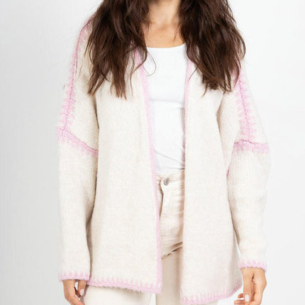 Women's Winter V-neck Knitted Cardigan Loose College Style Sweater Jacket