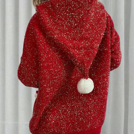 Christmas Tree Hooded Sweater Women's Winter Loose Bright Silk Knitted Jacket