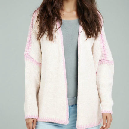 Knitted Cardigan Loose Large Size Women's Contrast Color Sweater Jacket