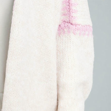 Knitted Cardigan Loose Large Size Women's Contrast Color Sweater Jacket