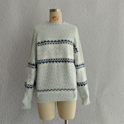 Women's Pullover Knit Sweater Half Turtleneck Chenille Snowflake Sweater
