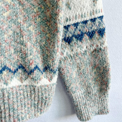 Women's Pullover Knit Sweater Half Turtleneck Chenille Snowflake Sweater