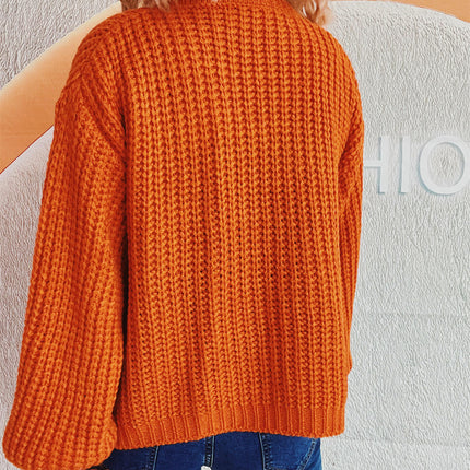 Women's Lazy Style Round Neck Loose Casual Wool Knitted Cardigan Jacket