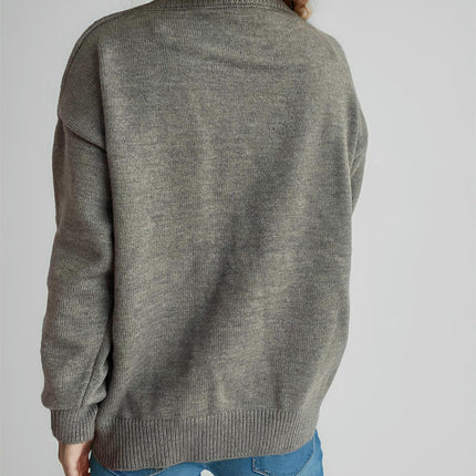 Women's Knit Sweater Pullover - Long Sleeve Round Neck Star Pattern Casual Knit Top