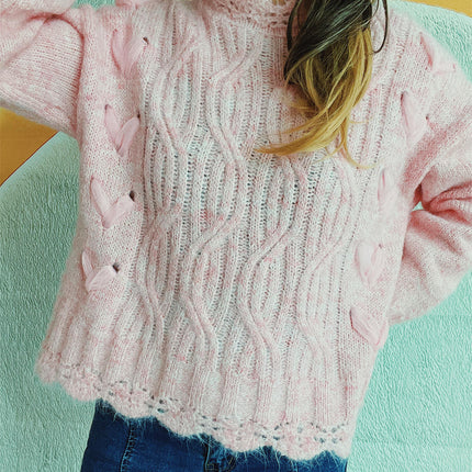 Loose Fashion Lazy Style Cable Knit Sweater Women's Pullover Casual Knitted Top