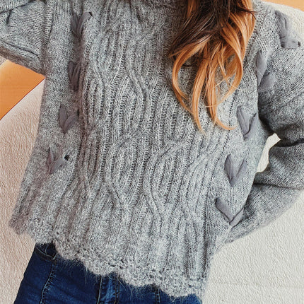 Loose Fashion Lazy Style Cable Knit Sweater Women's Pullover Casual Knitted Top