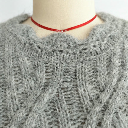 Loose Fashion Lazy Style Cable Knit Sweater Women's Pullover Casual Knitted Top