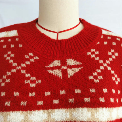 Christmas Tree Sweater Women's Casual Contrast Color Pullover Long Sleeve Loose Sweater