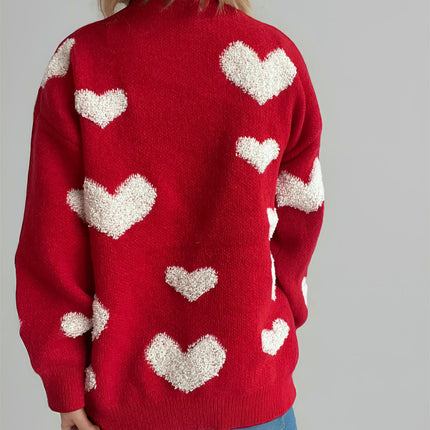 Love Valentine's Day Large Size Sweater Round Neck Knitted Pullover Sweater Women