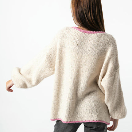 Women's Autumn Winter Front Tie Knit Pocket Cardigan Sweater Long Sleeve Top