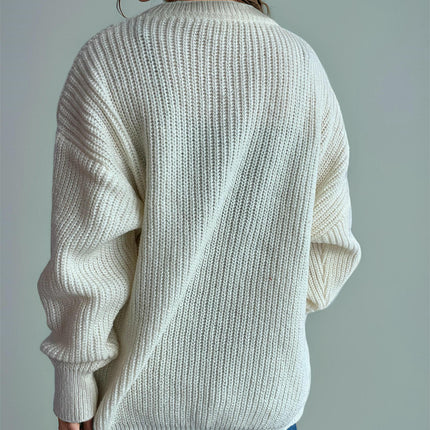 Women's Pullover Sweater - Autumn and Winter Round Neck Snowman Loose Knit Cardigan