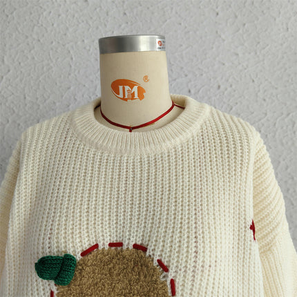 Women's Pullover Sweater - Autumn and Winter Round Neck Snowman Loose Knit Cardigan