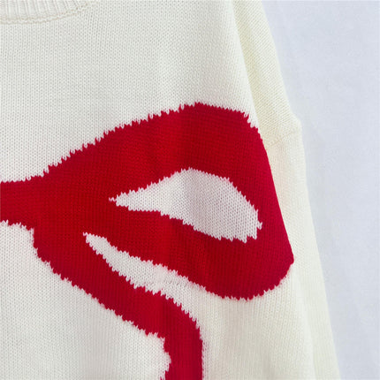 Women's Bow Jacquard Sweater Winter Lazy Style Loose Warm Pullover Cardigan