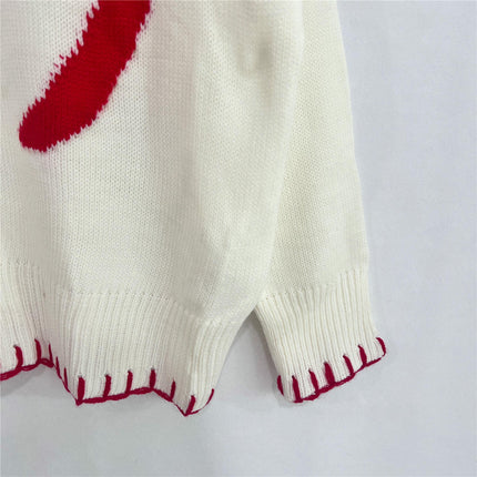 Women's Bow Jacquard Sweater Winter Lazy Style Loose Warm Pullover Cardigan