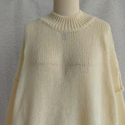 Loose Half Turtleneck Trumpet Sleeve Commuter Style Knitted Pullover Sweater Women
