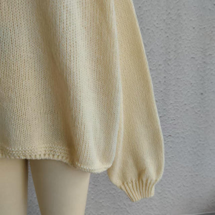 Loose Half Turtleneck Trumpet Sleeve Commuter Style Knitted Pullover Sweater Women