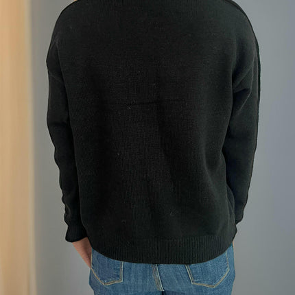 Stitched Bowknot Women's Pullover Round Neck Casual Long Sleeve Knitted Sweater