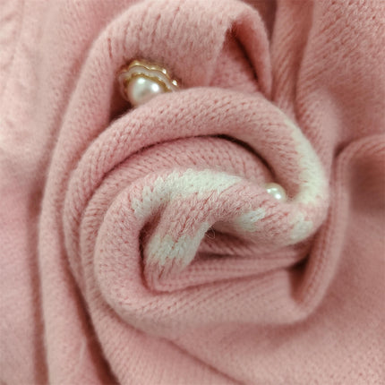 Beaded Button Knitted Cardigan Women's Lapel Snowflake Long Sleeves All-match Sweater