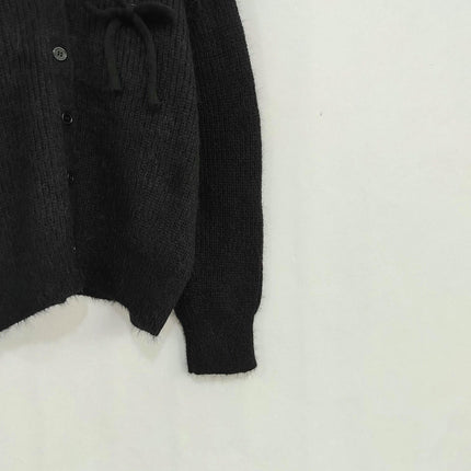 Solid Color Loose Women's Sweater V-Neck Casual Bowknitted Button Cardigan