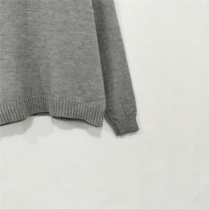 Beaded Bowknot Round Neck Sweater Women Autumn and Winter Casual Long Sleeve Knitted Top