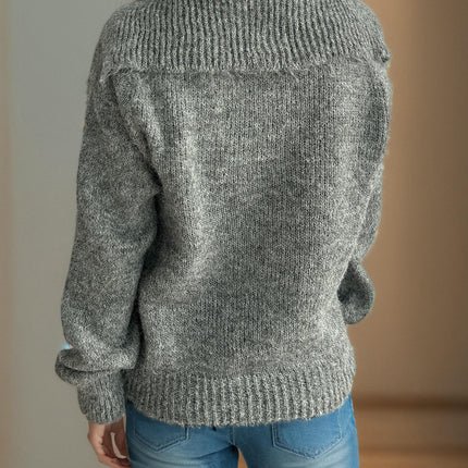 Autumn Solid Color Casual Women's Sweater Lapel Loose Long Sleeve Pullover Sweater