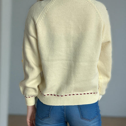 Autumn and Winter Women's Sweater Round Neck Casual Loose Stitching Knitted Cardigan Top