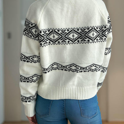 Women's Long-sleeved Knitted Cardigan-Fashionable Retro Loose Short Sweater Jacket