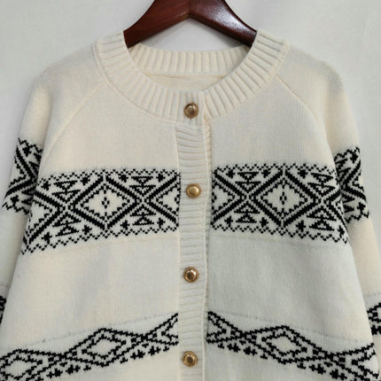 Women's Long-sleeved Knitted Cardigan-Fashionable Retro Loose Short Sweater Jacket
