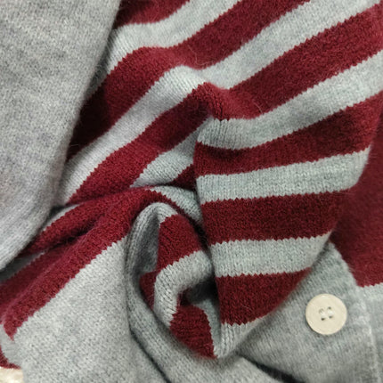 Autumn Casual Colorblock Striped Sweater Round Neck Button Knitted Cardigan Women's Clothing