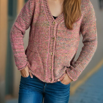 Autumn Fashion Street Style Women's Sweater V-Neck Splicing Long Sleeve Casual Cardigan