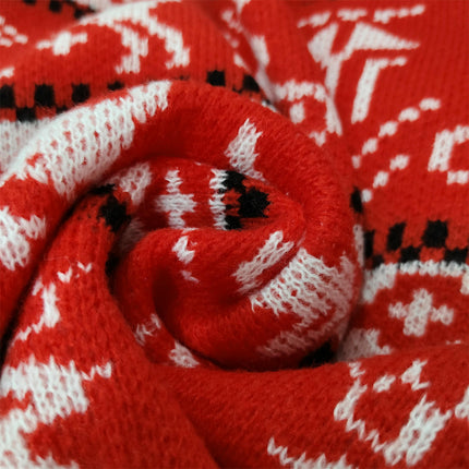 Christmas Sweater Round Neck Splicing Elk Pattern Knitted Pullover Top Women