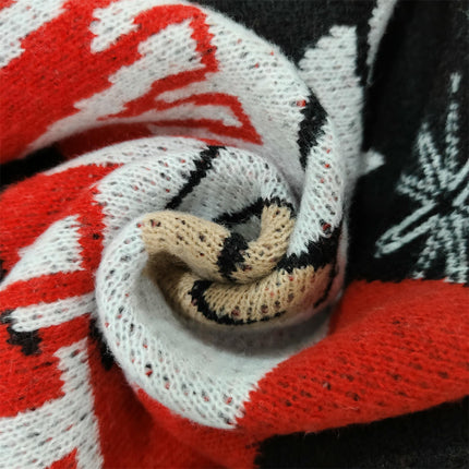 Christmas Contrast Color Knitted Sweater - Round Neck Cartoon Santa Claus Casual Pullover