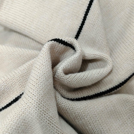 Women's Striped Stitching Sweater Casual Loose Button Pocket Cardigan Jacket