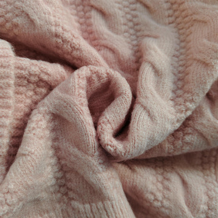 Round Neck Solid Color Cable Knit Cardigan Casual Sweater Women's Jacket