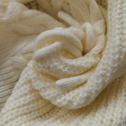Solid Color Cable Knit Sweater Women's Coat Round Neck Horn Button Knit Cardigan