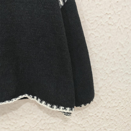 Loose Casual Stitching Knitted Sweater Women's Round Neck Long Sleeve Pullover