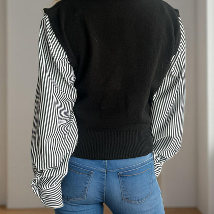 Women's Patchwork Turtleneck Knitted Sweater Long Sleeve Patchwork Pullover