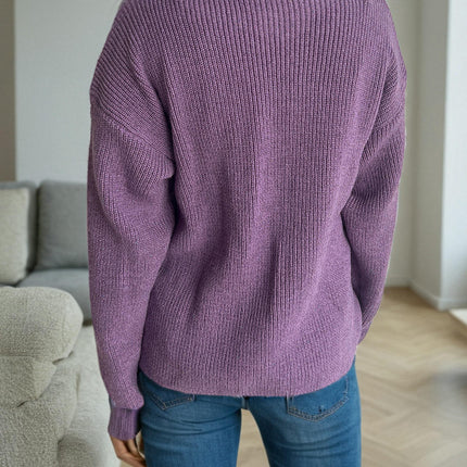 Solid Color Long Sleeve Women's Pullover Round Neck Casual Loose Sweater