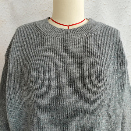 Solid Color Long Sleeve Women's Pullover Round Neck Casual Loose Sweater