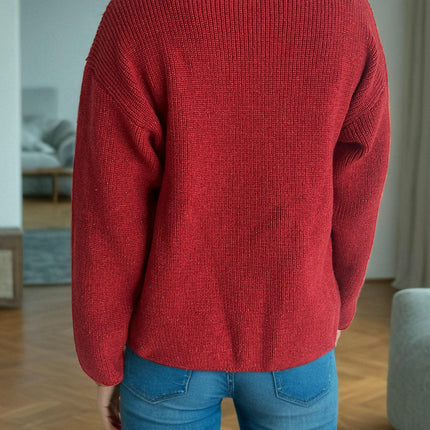 Solid Color Long Sleeve Women's Pullover Round Neck Casual Loose Sweater