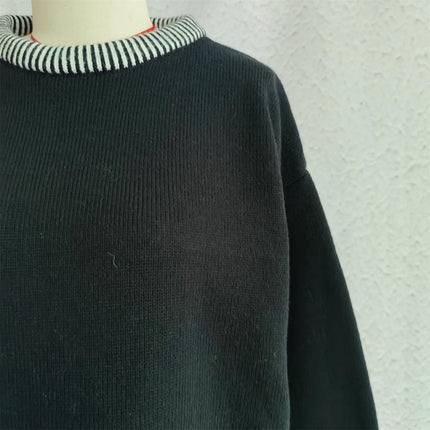 Women's Warm Colorblock Jacquard Knitted Sweater Round Neck Long Sleeve Casual Pullover
