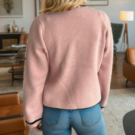 Lace-up Bowknot Women's Sweater Round Neck Casual Long Sleeve Knitted Cardigan