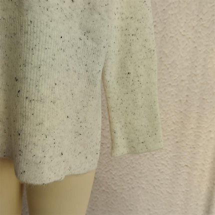 Winter Polka Dot Contrast Color Knitted Pullover High Neck Slit Long Sleeve Sweater