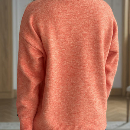 Round Neck Solid Color Casual Loose Women's Sweater Retro Warm Pullover